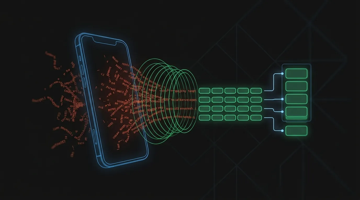 An on-device model output being constrained and routed into structured tool calls